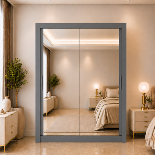 Maple full mirror sliding door - mirror,