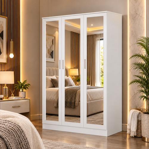 3door mirrored wardrobe fully - mirrored,