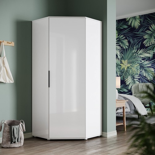 Modern corner wardrobe - corner, white