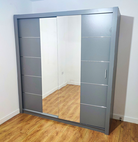 Grey freestanding wardrobe - grey,